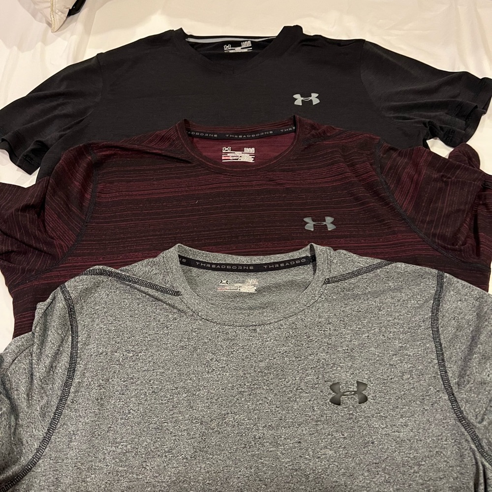 Lot of 6 Mens Under Armour UA Heatgear T-Shirts Size Large